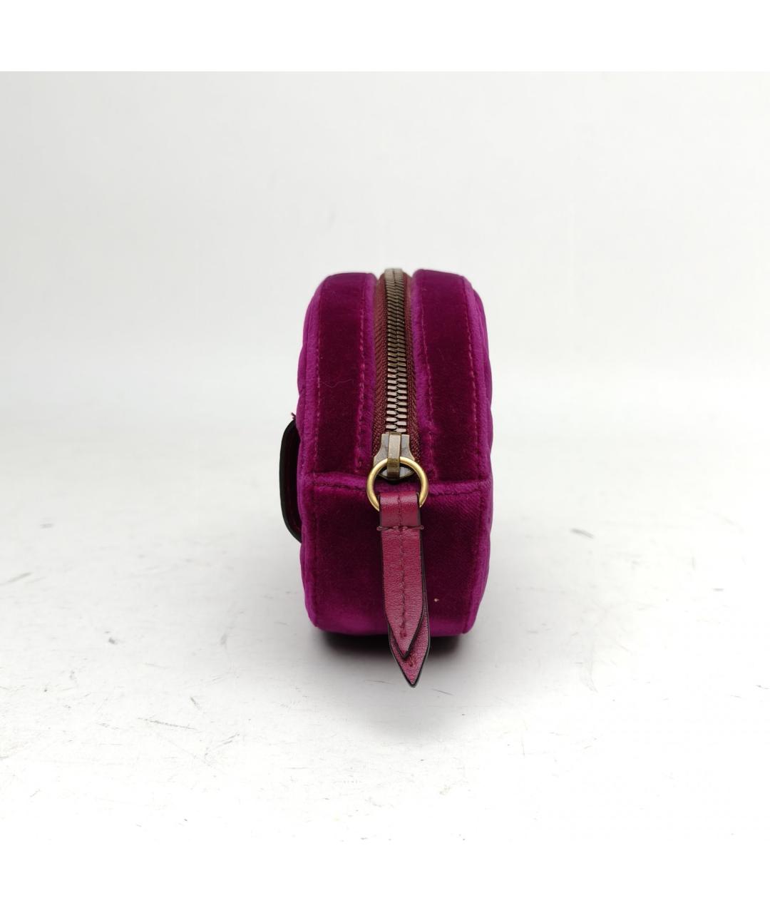 GUCCI Фиолетовая бархатная поясная сумка, фото 5