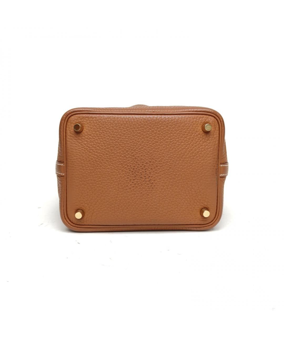 HERMES Коричневая кожаная сумка с короткими ручками, фото 6