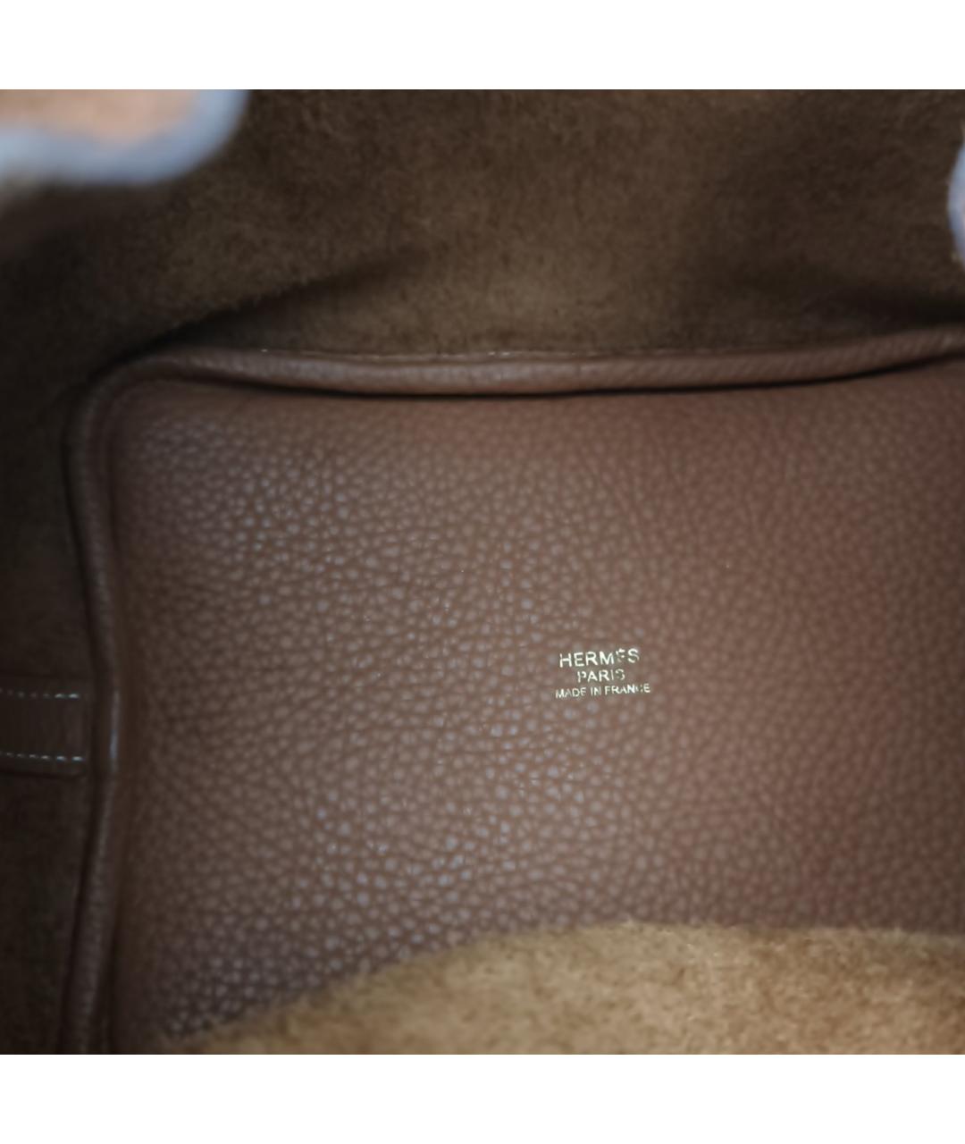 HERMES Коричневая кожаная сумка с короткими ручками, фото 8