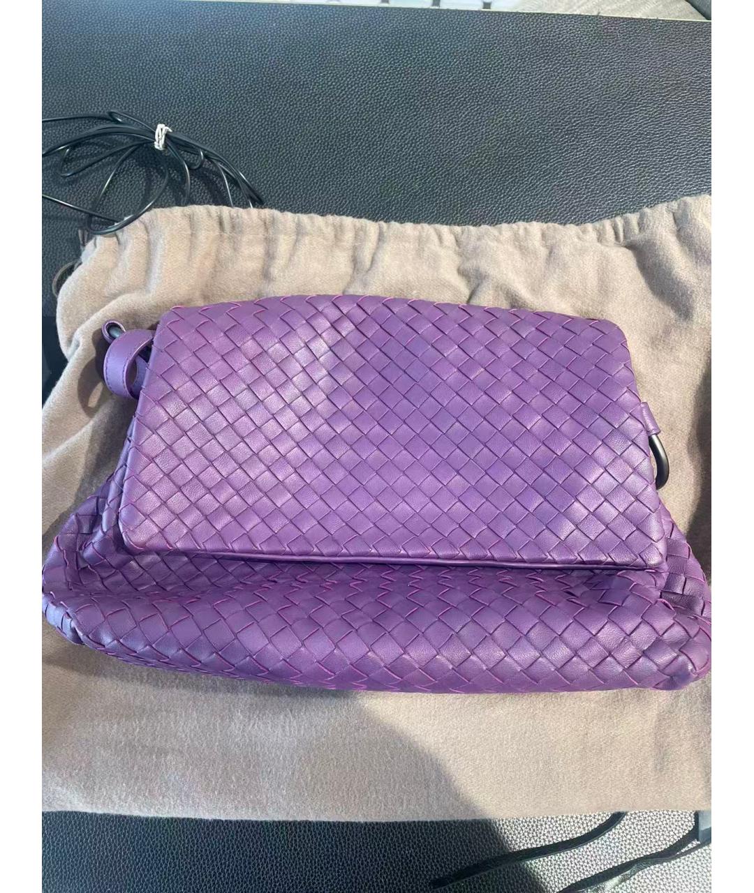 BOTTEGA VENETA Фиолетовая кожаная сумка через плечо, фото 8
