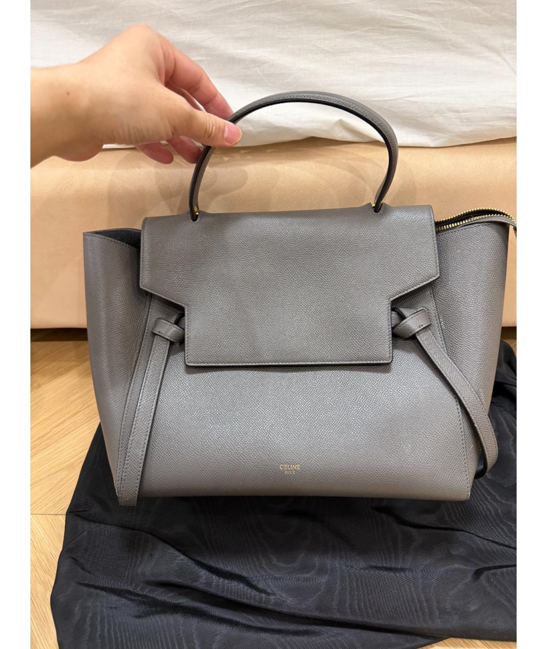 CELINE Серая кожаная сумка через плечо, фото 8