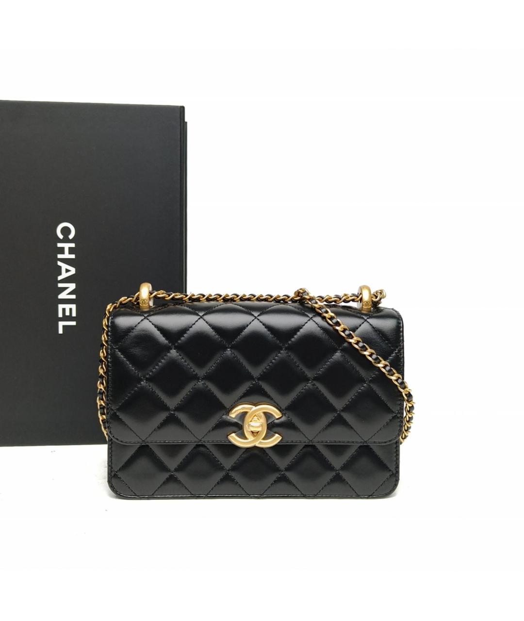 CHANEL Черная кожаная сумка через плечо, фото 6