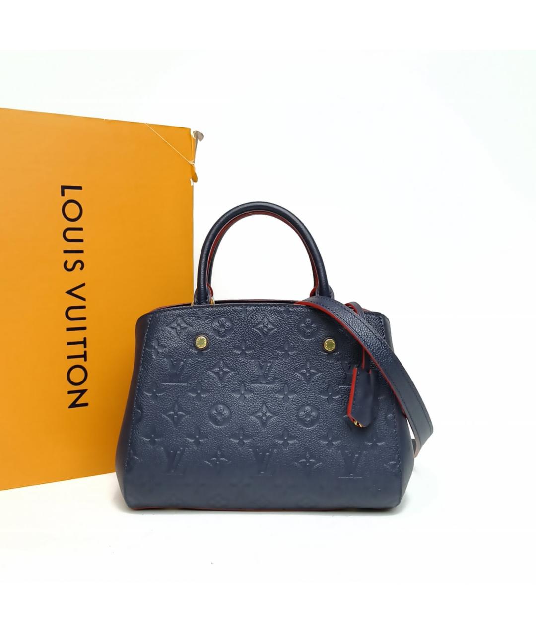 LOUIS VUITTON Темно-синяя кожаная сумка с короткими ручками, фото 9