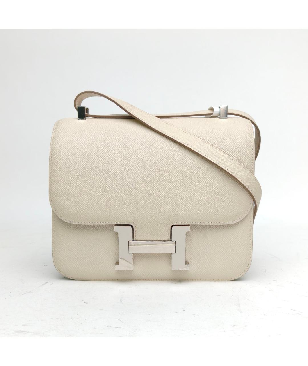 HERMES Белая кожаная сумка через плечо, фото 2