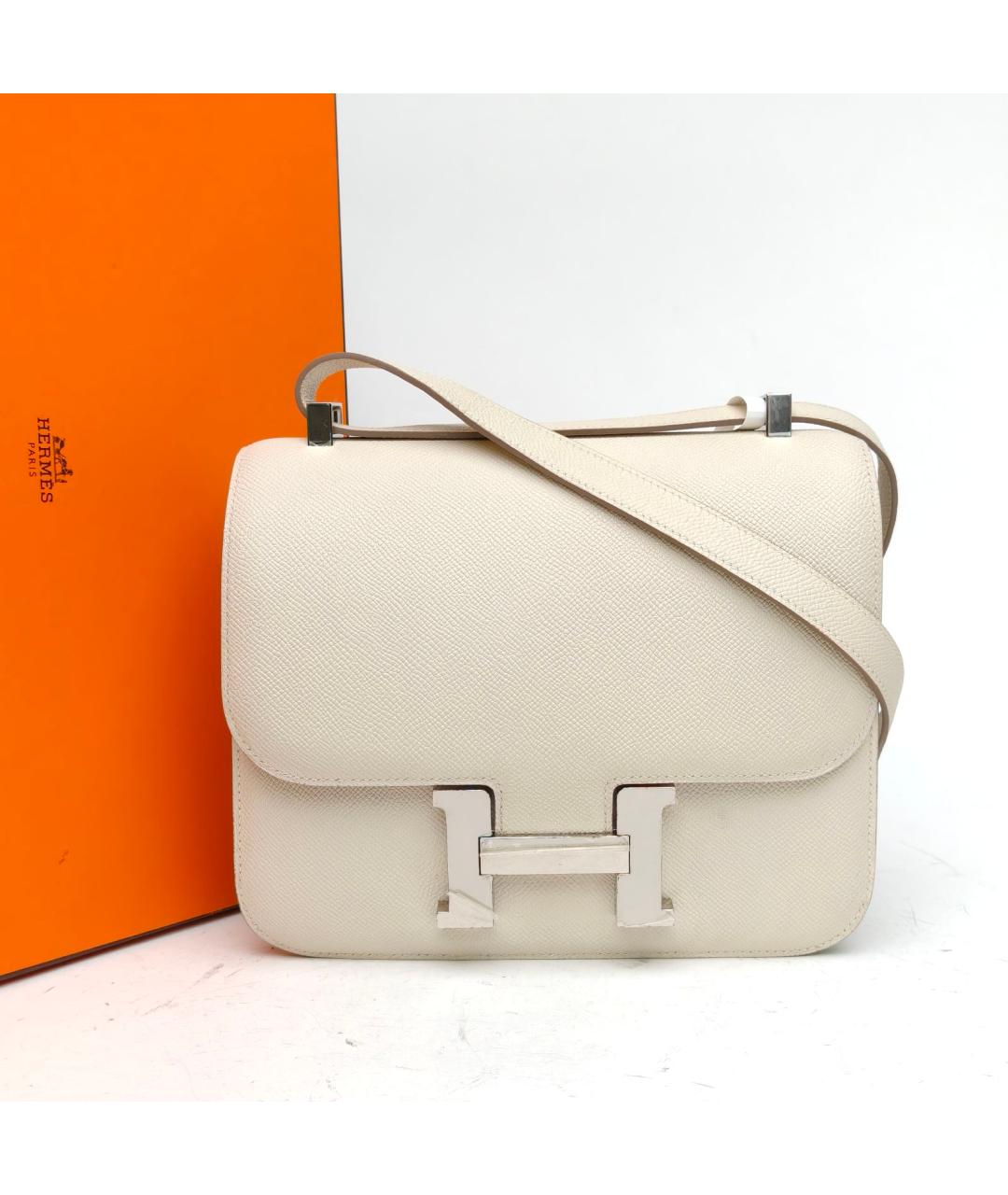 HERMES Белая кожаная сумка через плечо, фото 9