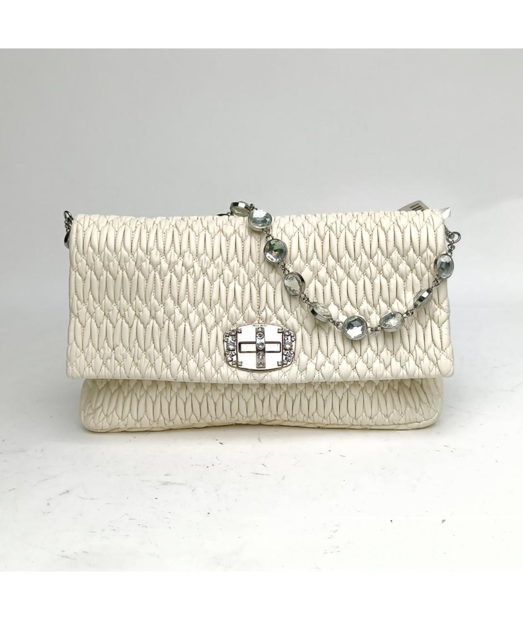 MIU MIU Белая кожаная сумка через плечо, фото 2