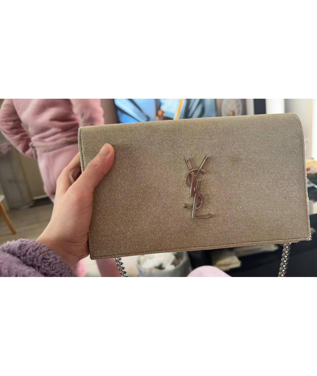 SAINT LAURENT Золотая сумка через плечо, фото 9