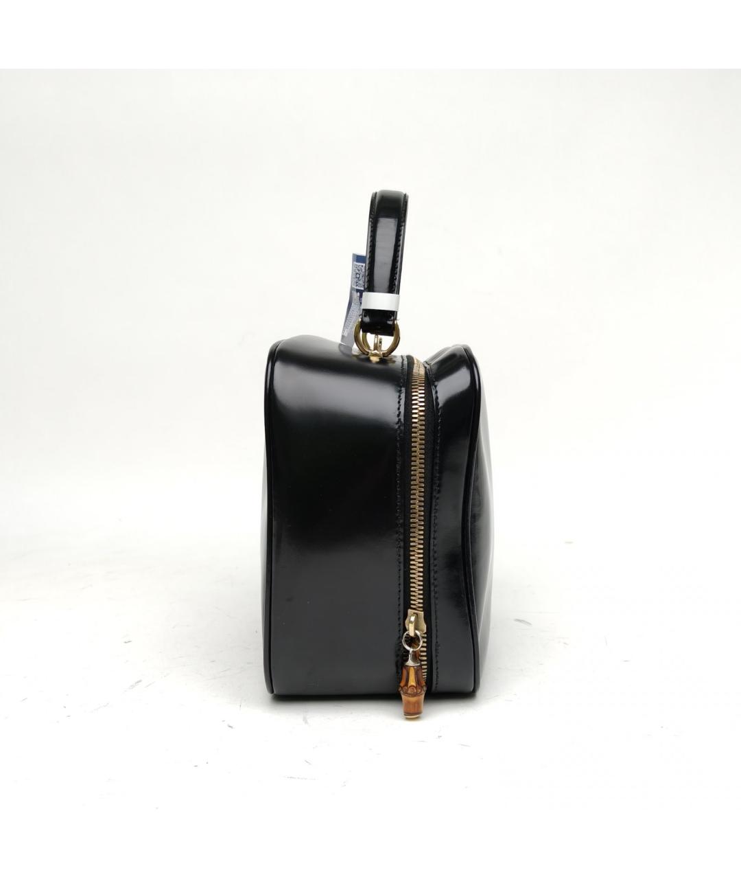 GUCCI Черная сумка с короткими ручками из лакированной кожи, фото 5