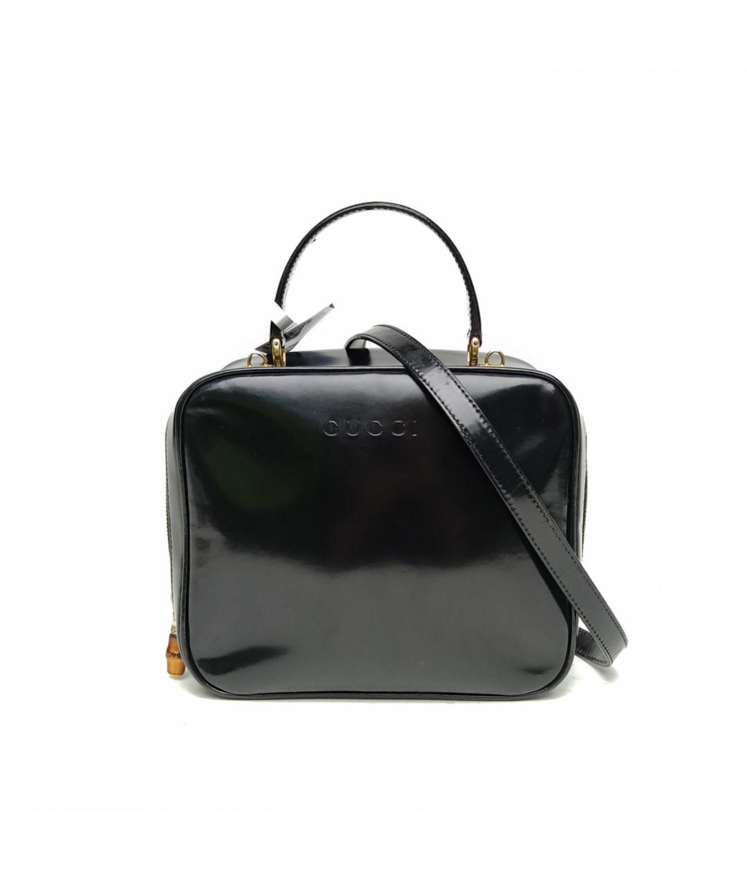 GUCCI Черная сумка с короткими ручками из лакированной кожи, фото 2