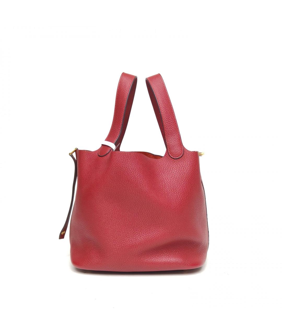 HERMES Красная кожаная сумка с короткими ручками, фото 5