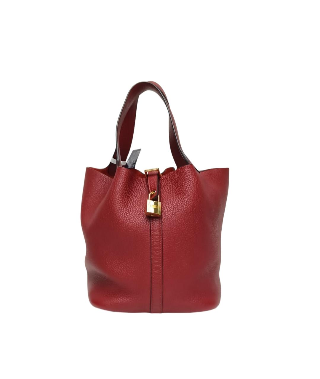 HERMES Красная кожаная сумка с короткими ручками, фото 1