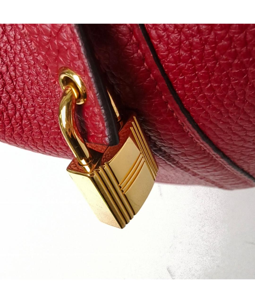 HERMES Красная кожаная сумка с короткими ручками, фото 7