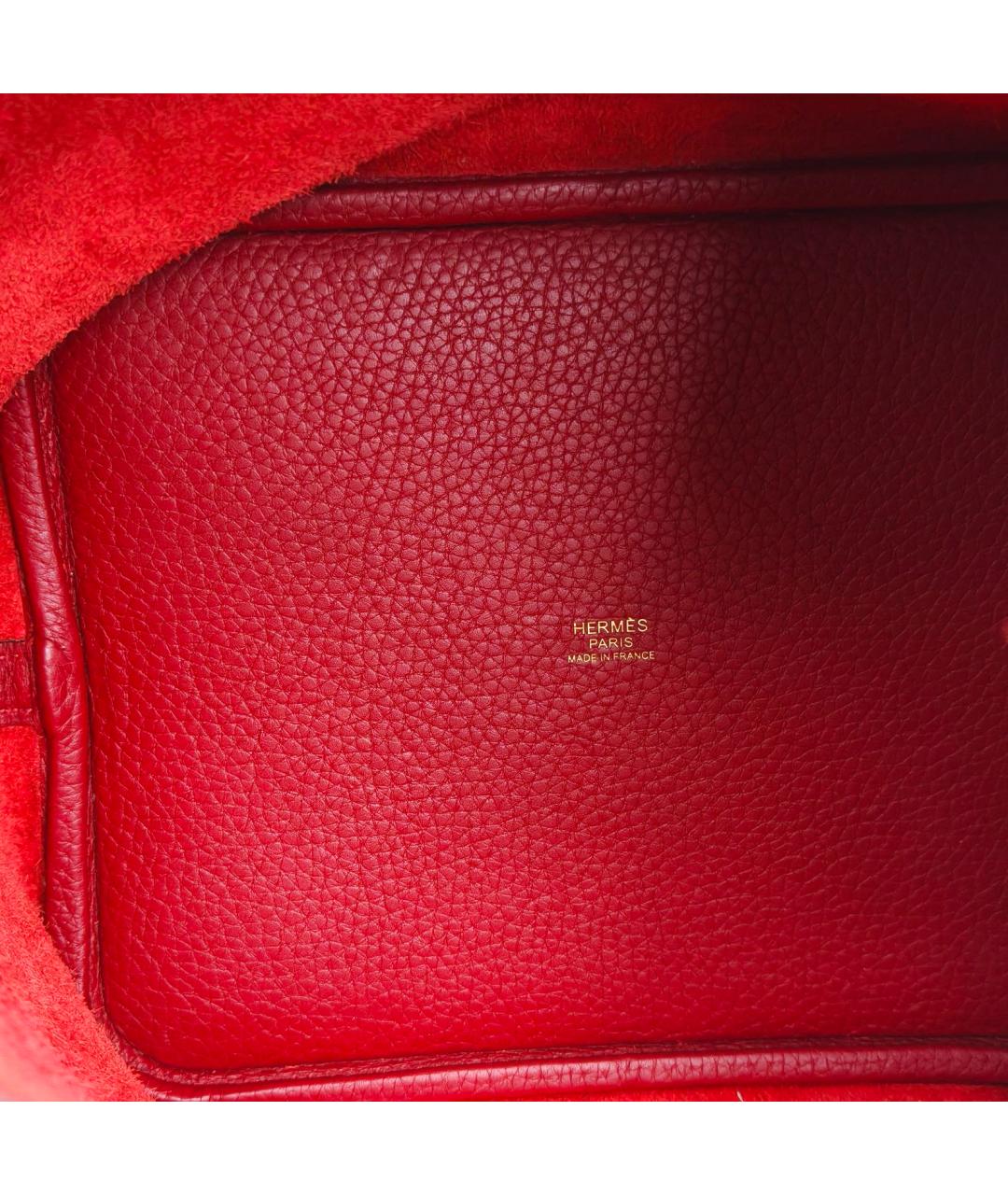 HERMES Красная кожаная сумка с короткими ручками, фото 8