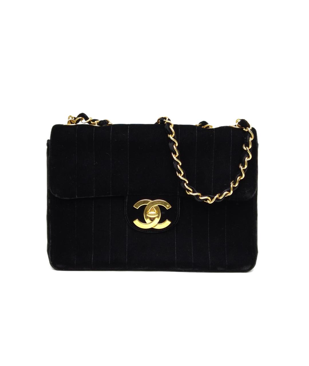 CHANEL Черная бархатная сумка через плечо, фото 1