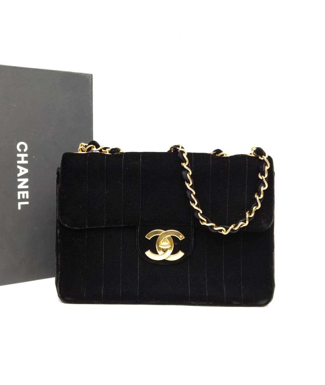 CHANEL Черная бархатная сумка через плечо, фото 9