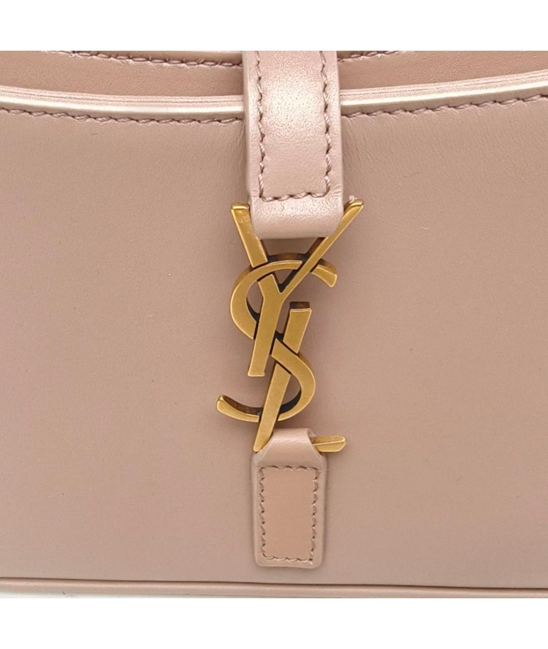 SAINT LAURENT Бежевая кожаная сумка через плечо, фото 7