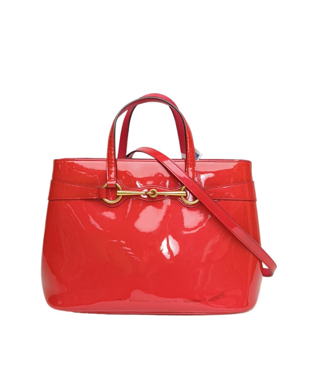 GUCCI Красная сумка с короткими ручками из лакированной кожи, фото 1