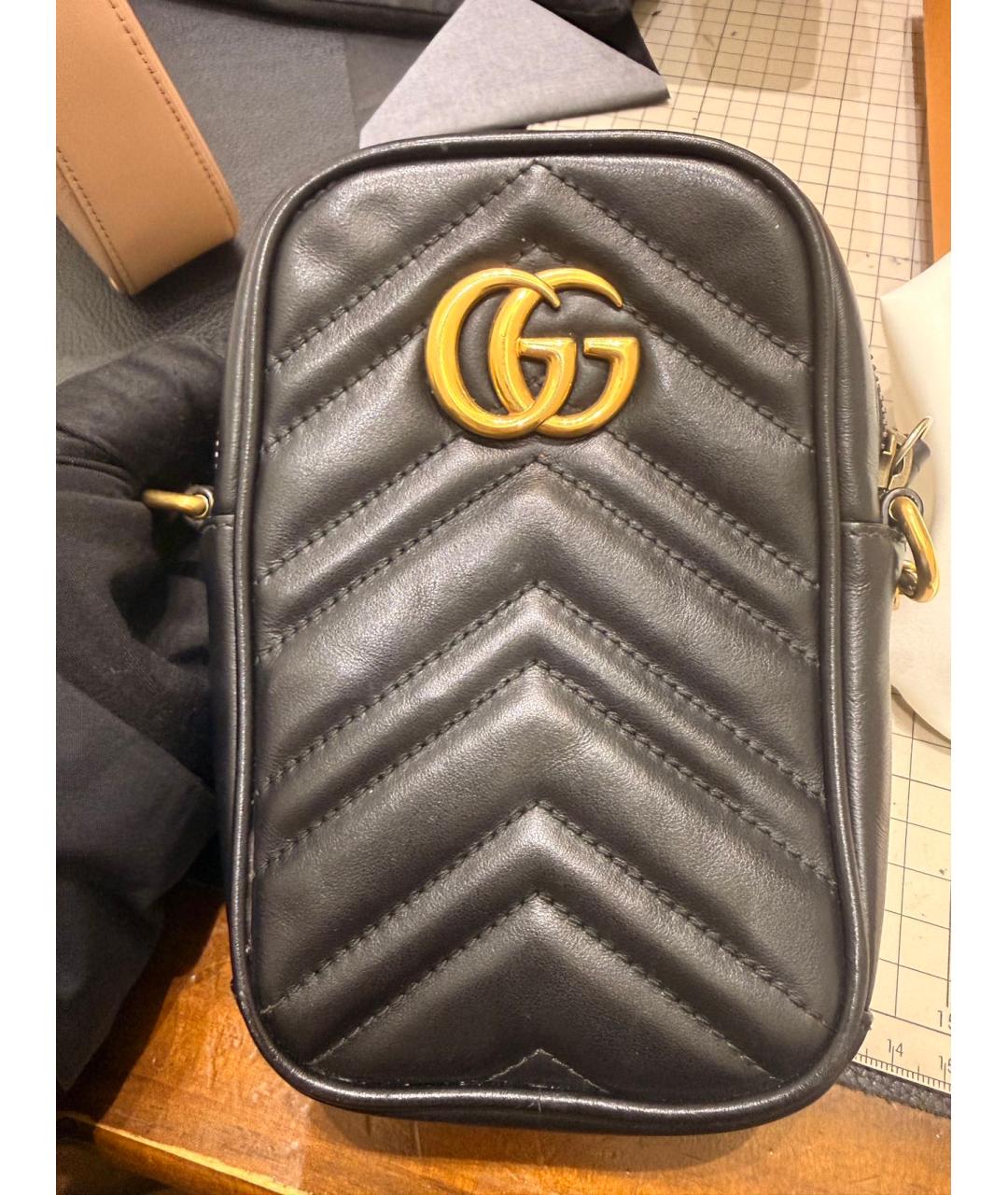 GUCCI Черная кожаная сумка через плечо, фото 9