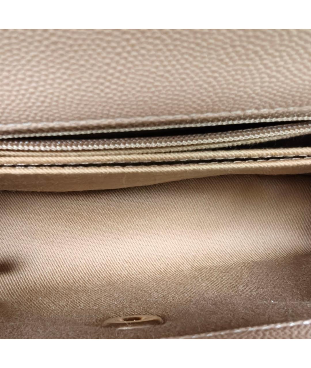 CHANEL Бежевая кожаная сумка с короткими ручками, фото 5
