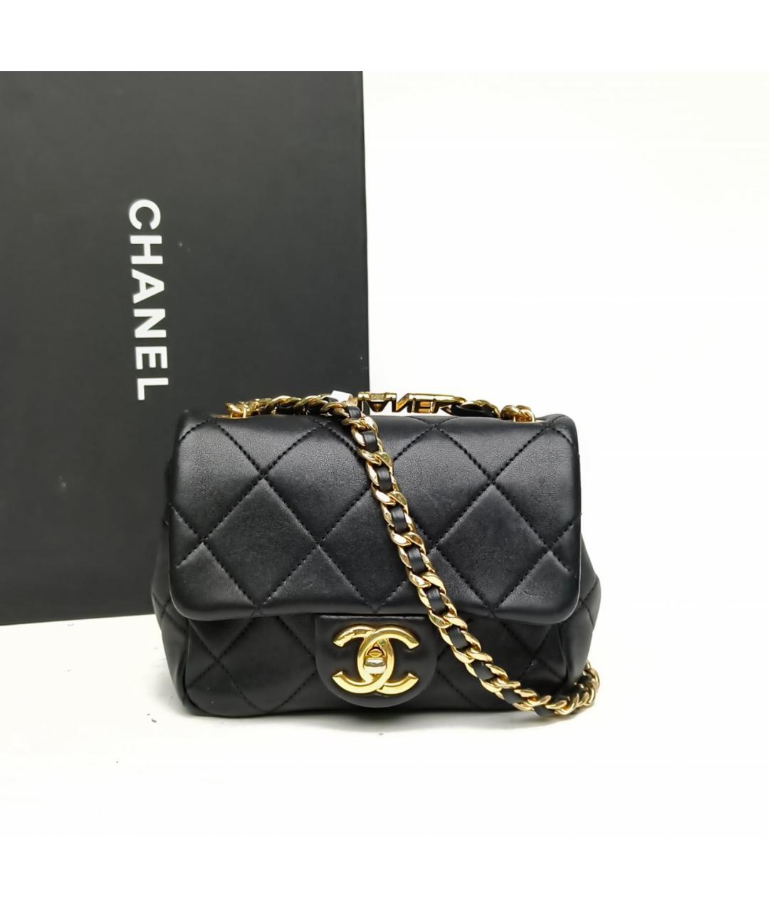 CHANEL Черная кожаная сумка через плечо, фото 9