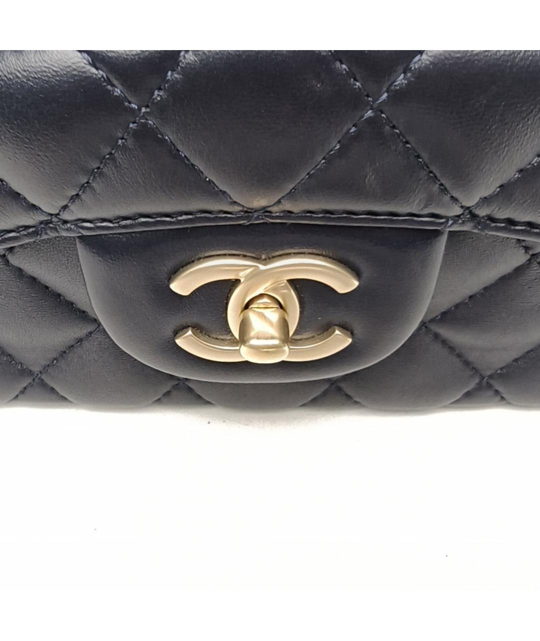 CHANEL Темно-синяя кожаная сумка через плечо, фото 7