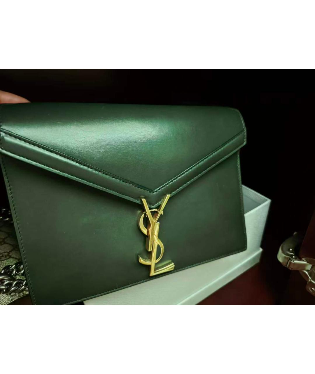 SAINT LAURENT Зеленая кожаная сумка через плечо, фото 9
