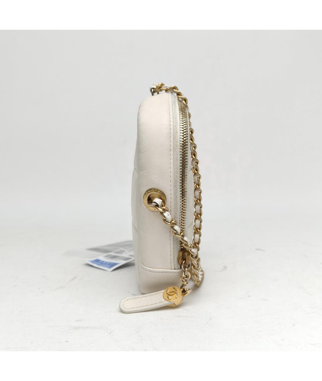 CHANEL Белая кожаная сумка через плечо, фото 5