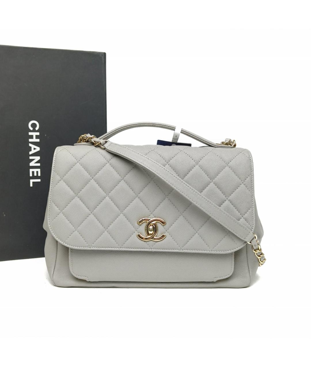 CHANEL Серая кожаная сумка с короткими ручками, фото 9