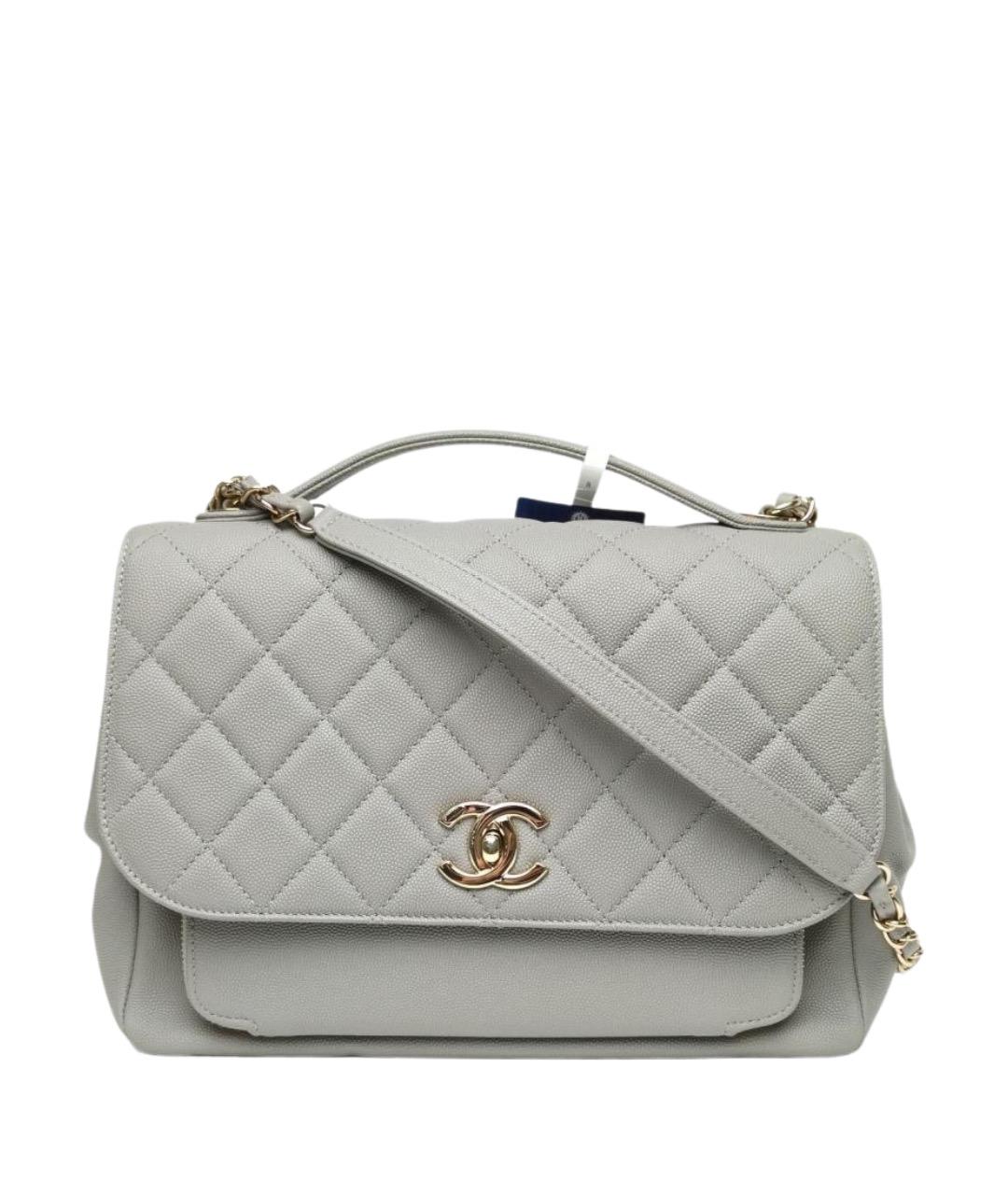 CHANEL Серая кожаная сумка с короткими ручками, фото 1