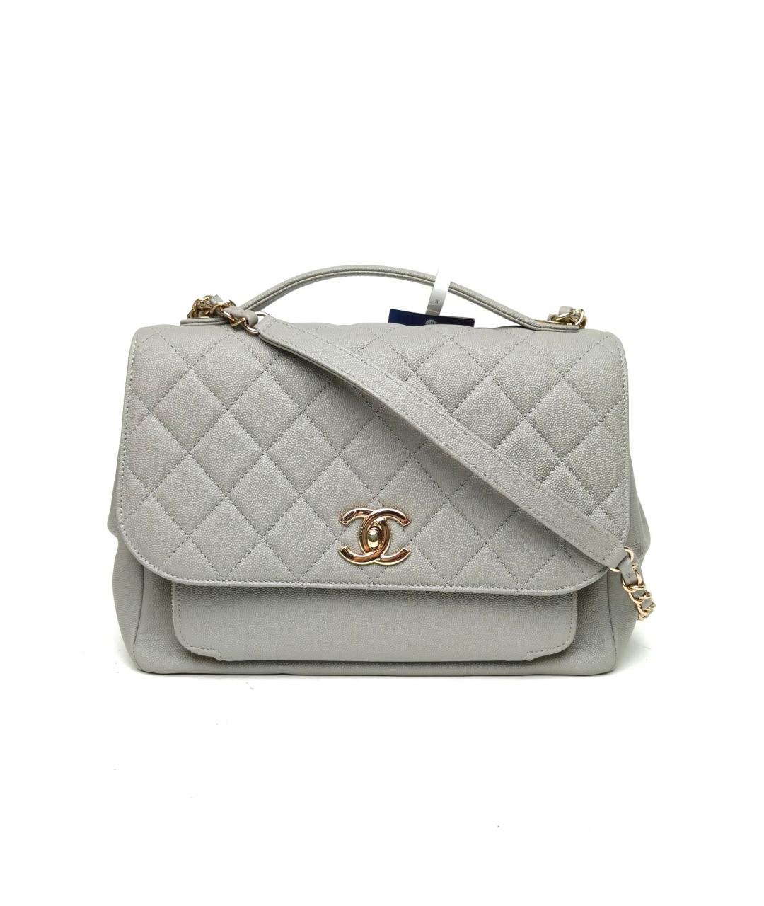 CHANEL Серая кожаная сумка с короткими ручками, фото 2