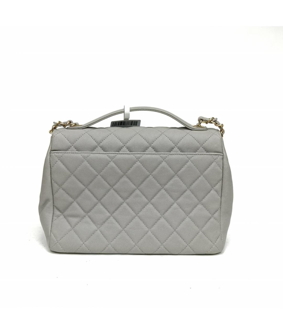 CHANEL Серая кожаная сумка с короткими ручками, фото 4