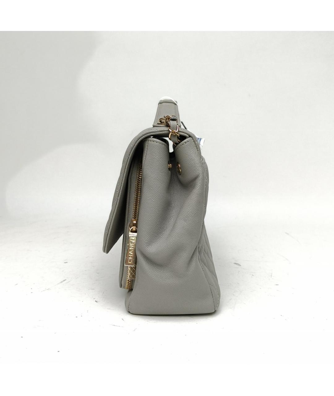 CHANEL Серая кожаная сумка с короткими ручками, фото 3