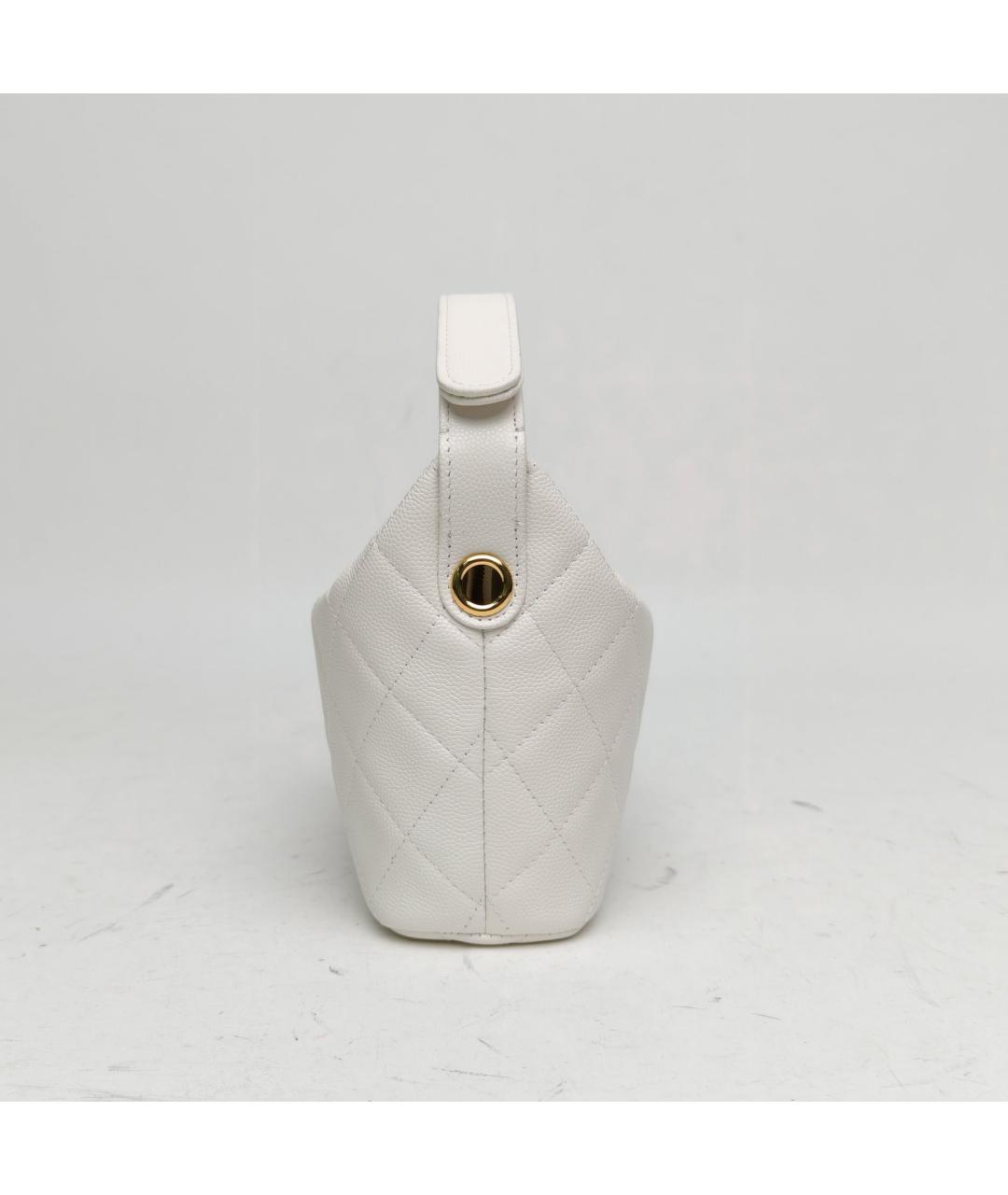 CHANEL Белая кожаная сумка через плечо, фото 5