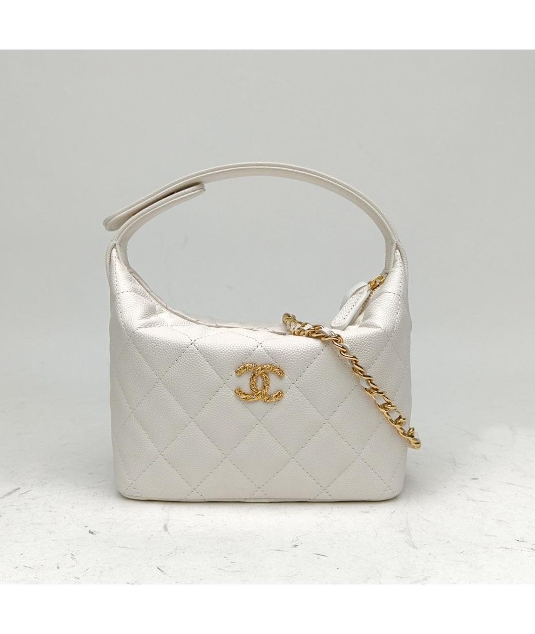 CHANEL Белая кожаная сумка через плечо, фото 2