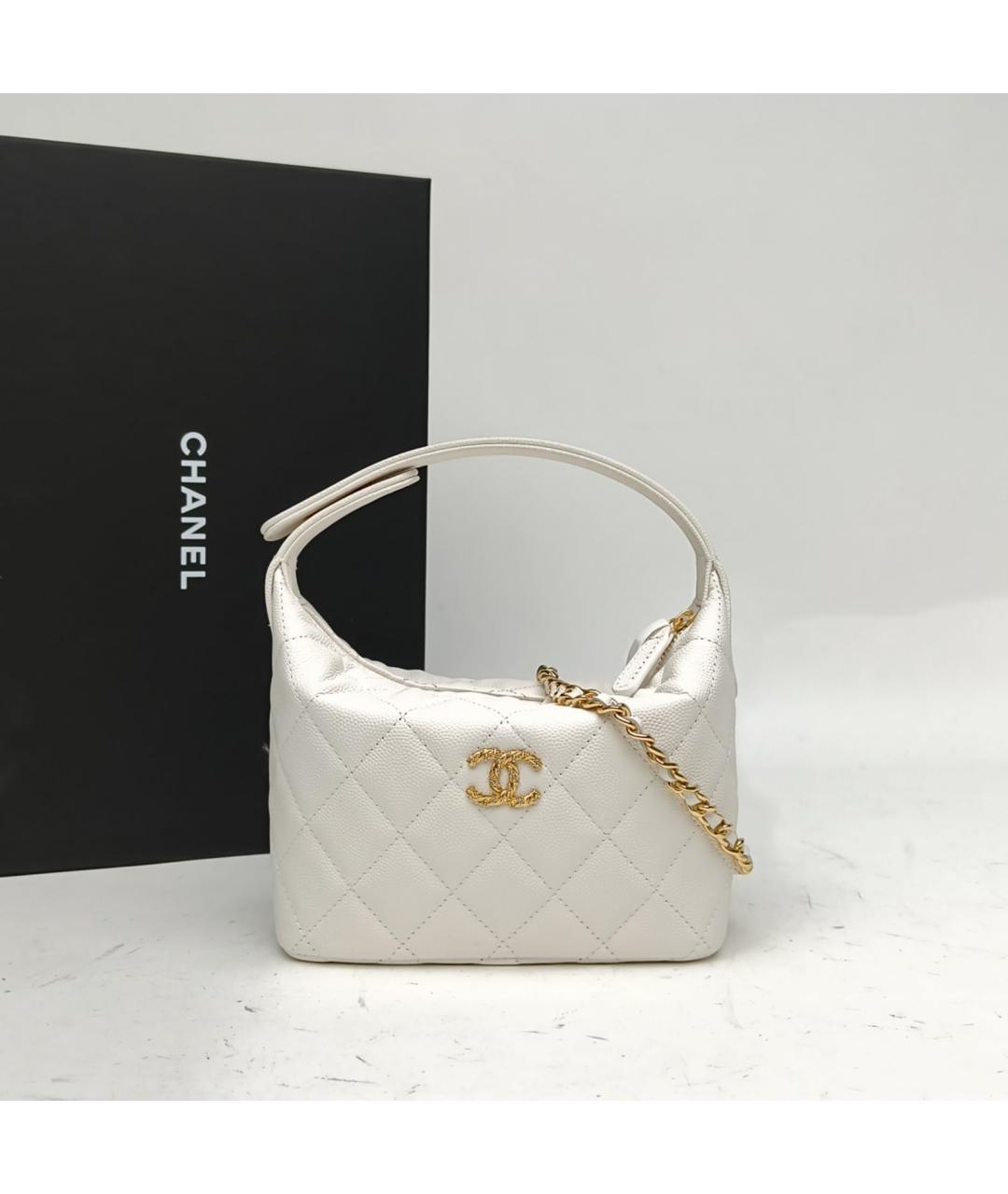 CHANEL Белая кожаная сумка через плечо, фото 9