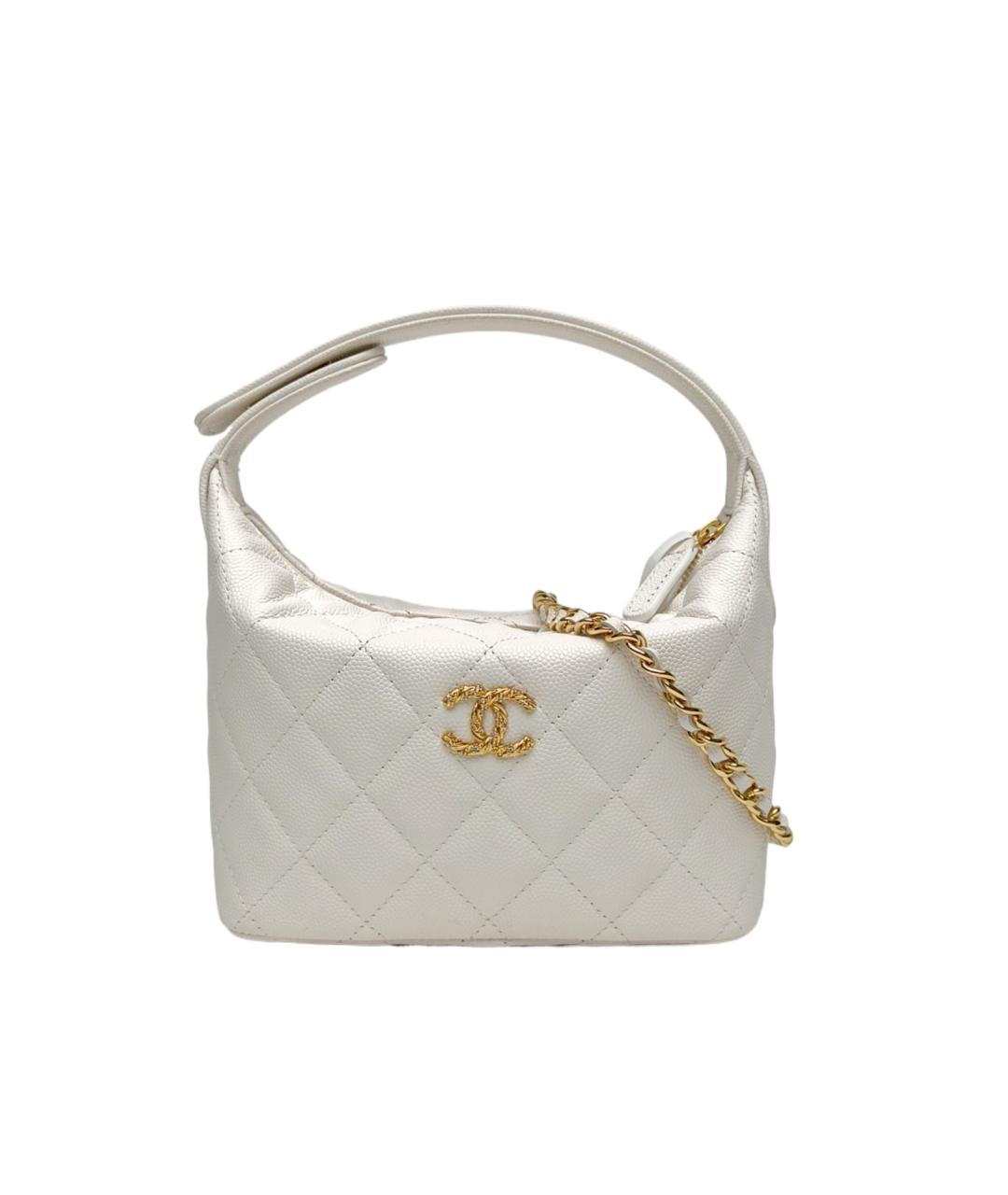 CHANEL Белая кожаная сумка через плечо, фото 10