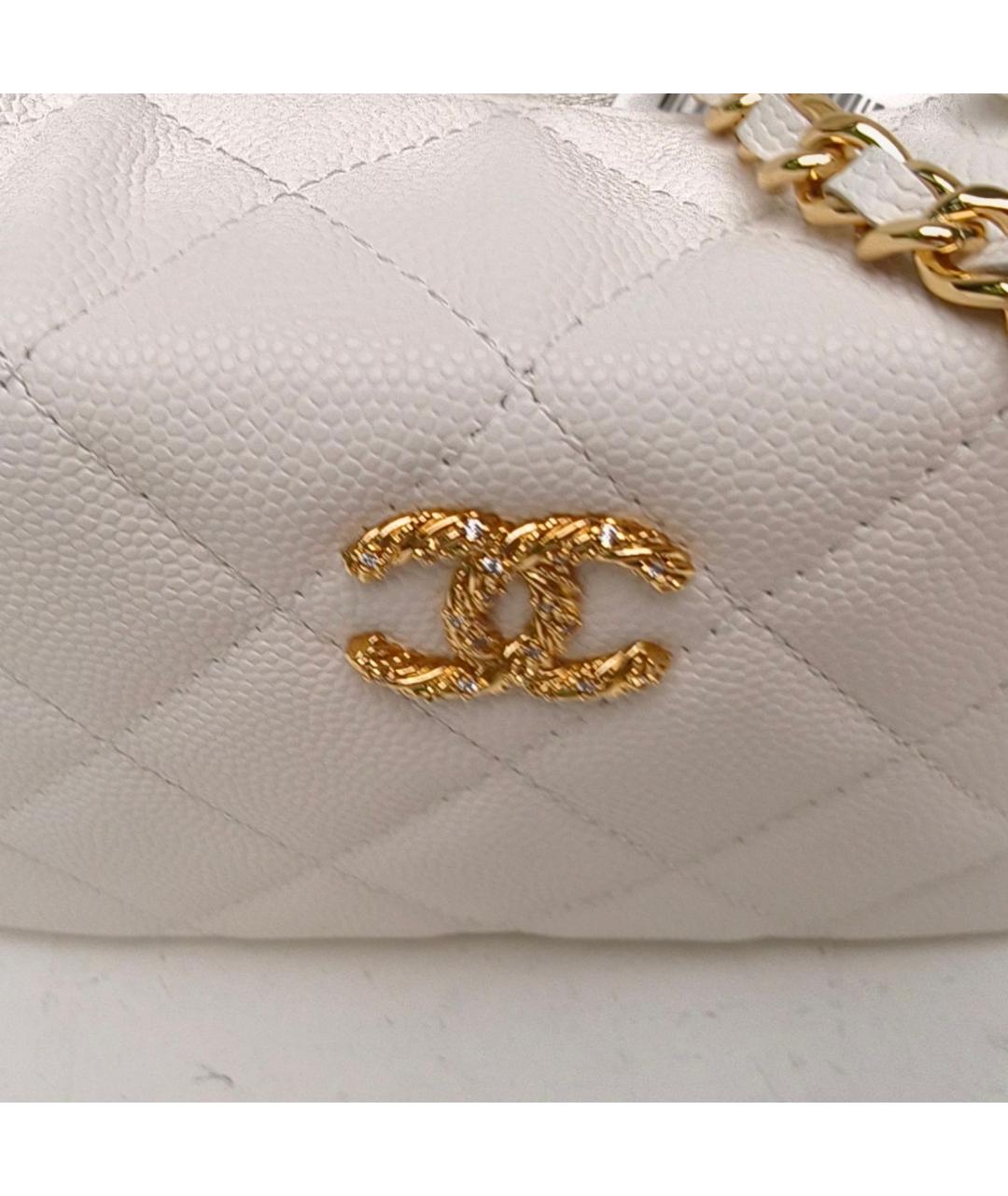 CHANEL Белая кожаная сумка через плечо, фото 7