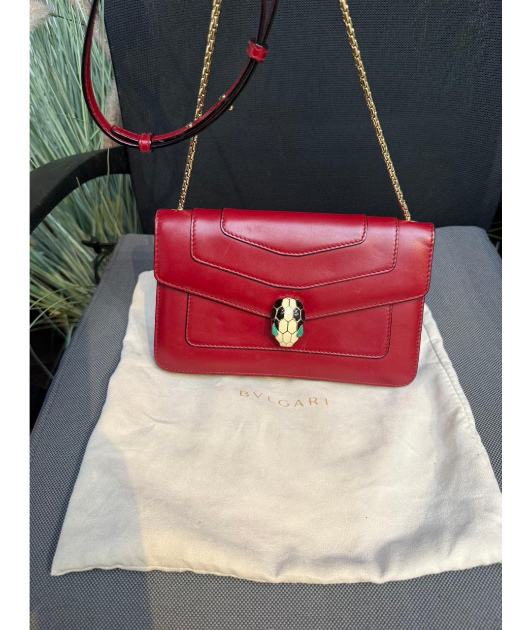 BVLGARI Красная кожаная сумка через плечо, фото 9