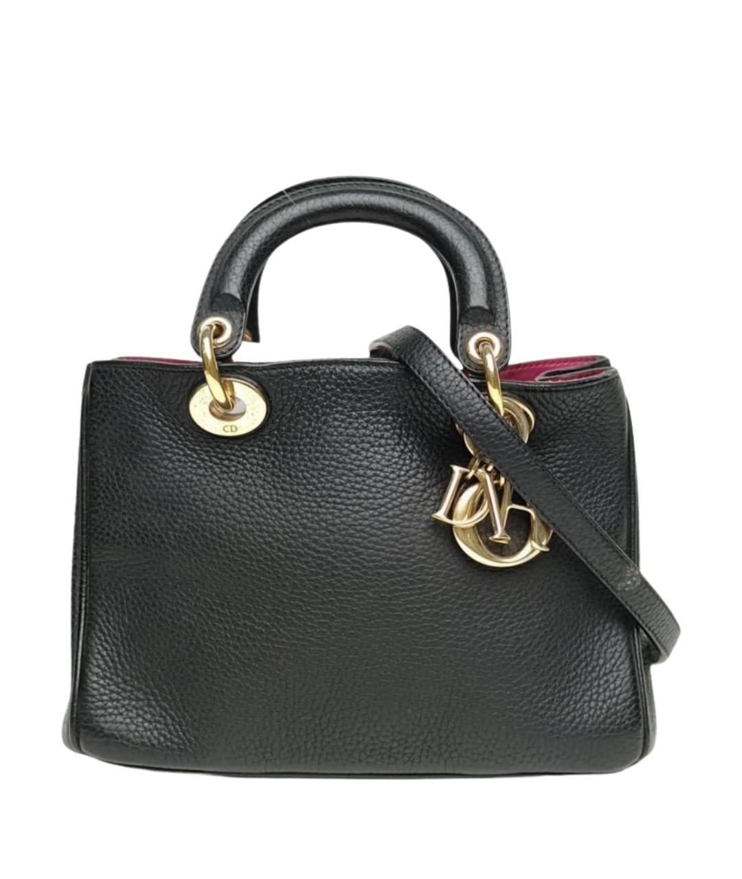 CHRISTIAN DIOR Черная кожаная сумка с короткими ручками, фото 1