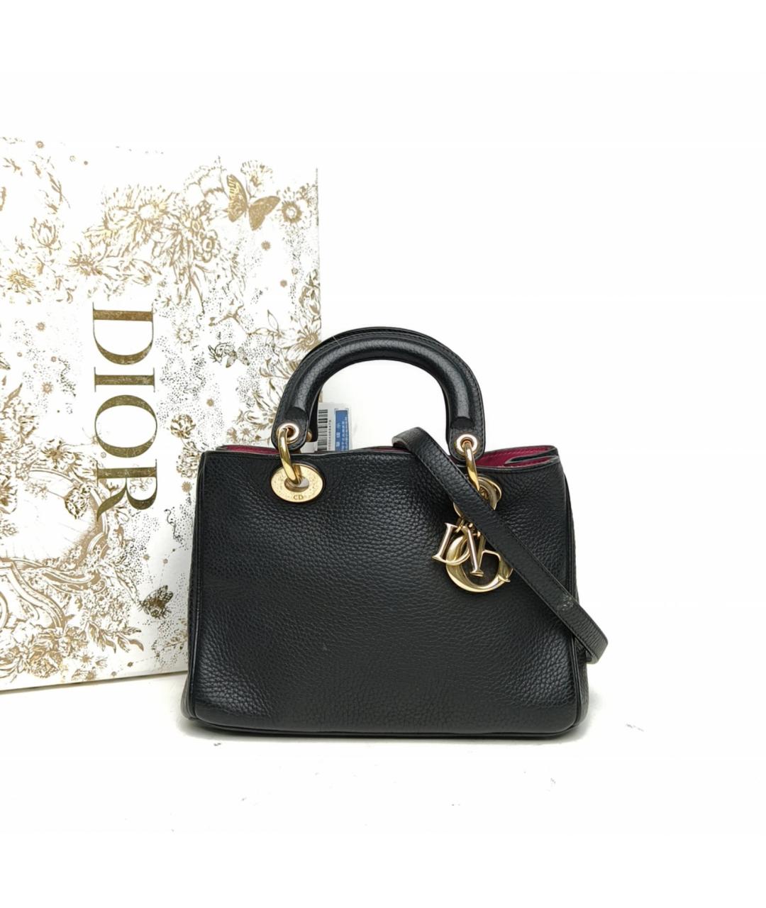 CHRISTIAN DIOR Черная кожаная сумка с короткими ручками, фото 9