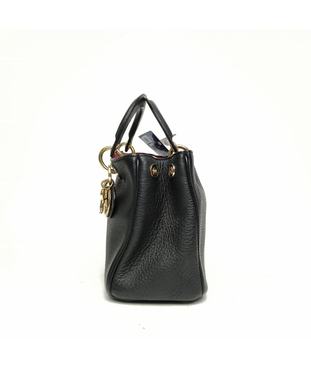 CHRISTIAN DIOR Черная кожаная сумка с короткими ручками, фото 3