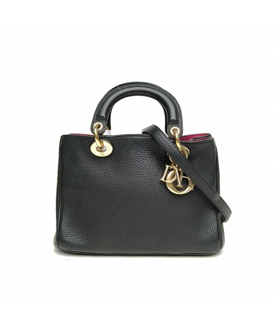CHRISTIAN DIOR Черная кожаная сумка с короткими ручками, фото 2