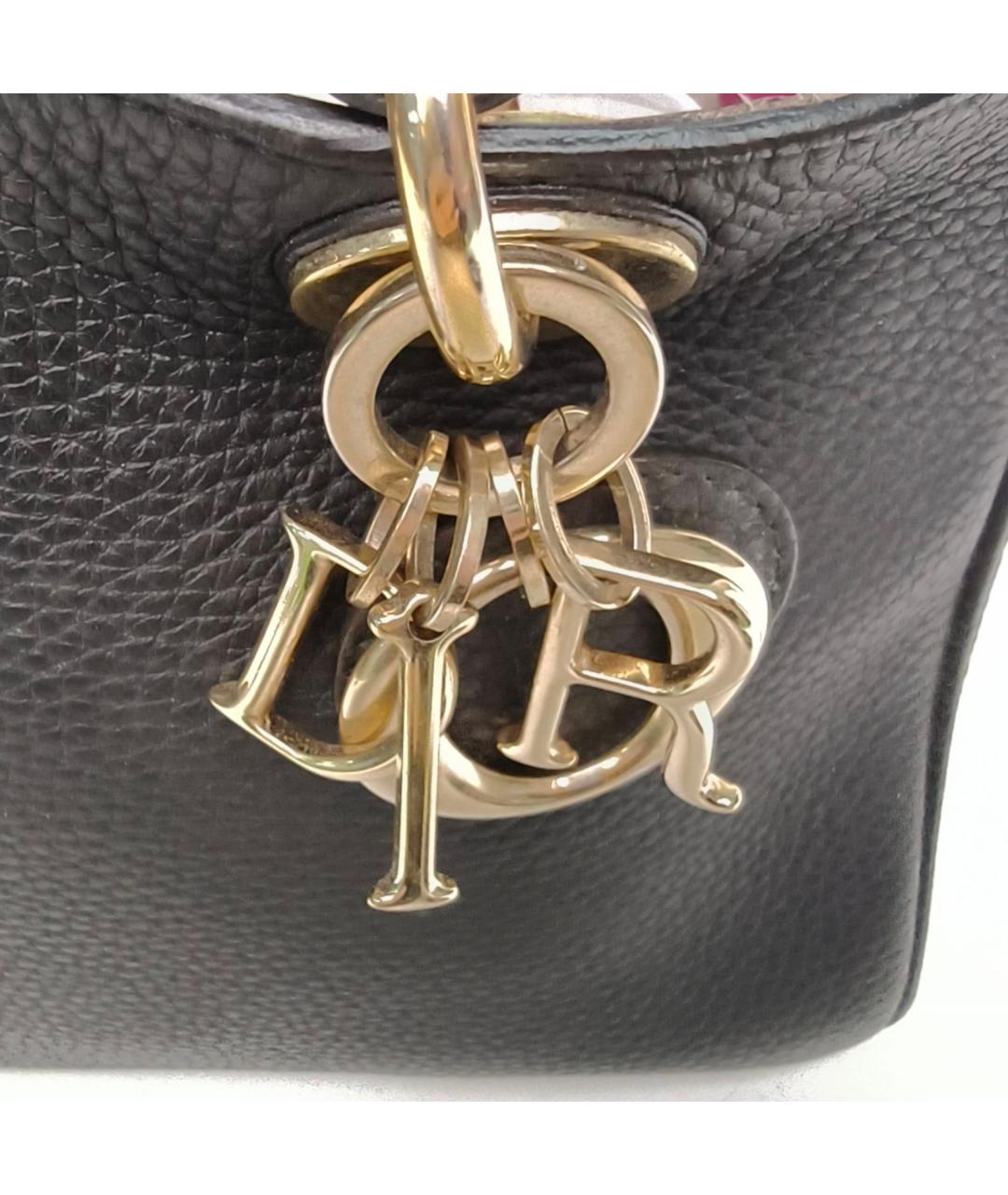 CHRISTIAN DIOR Черная кожаная сумка с короткими ручками, фото 7