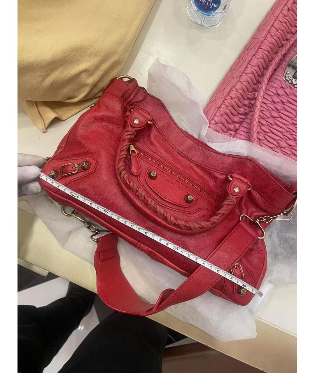BALENCIAGA Красная кожаная сумка с короткими ручками, фото 5
