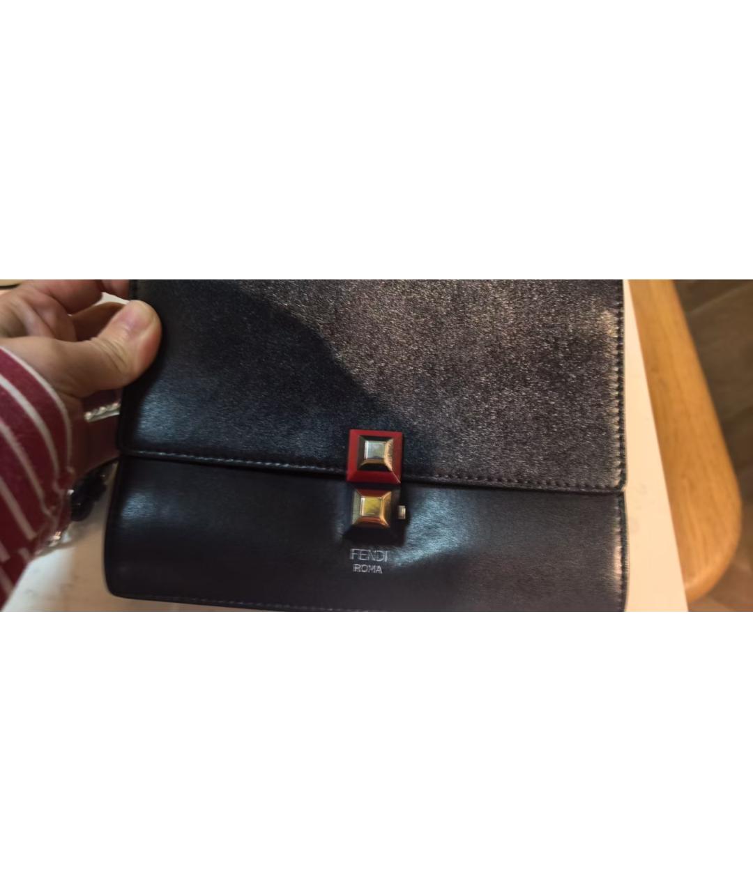 FENDI Черная кожаная сумка через плечо, фото 9