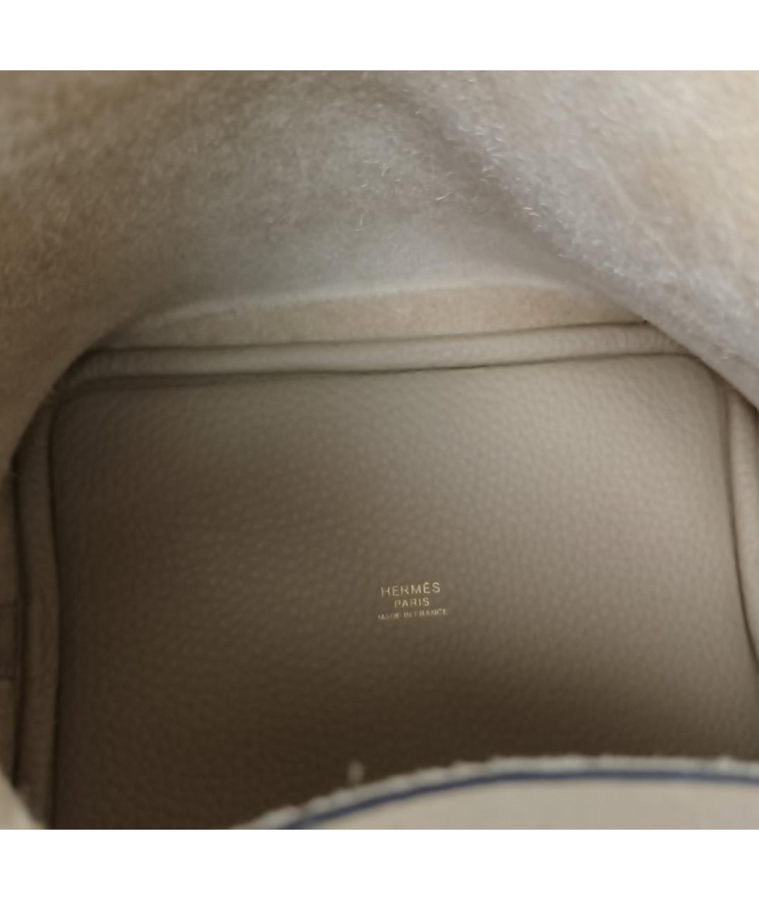 HERMES Бежевая кожаная сумка с короткими ручками, фото 8