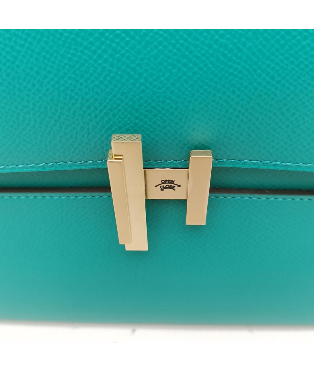 HERMES Зеленая кожаная сумка с короткими ручками, фото 8