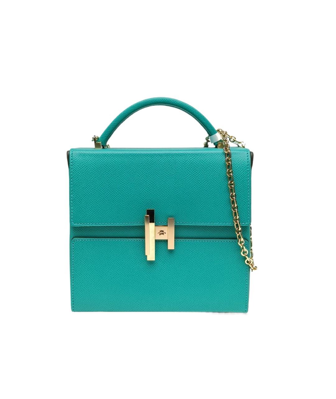 HERMES Зеленая кожаная сумка с короткими ручками, фото 1