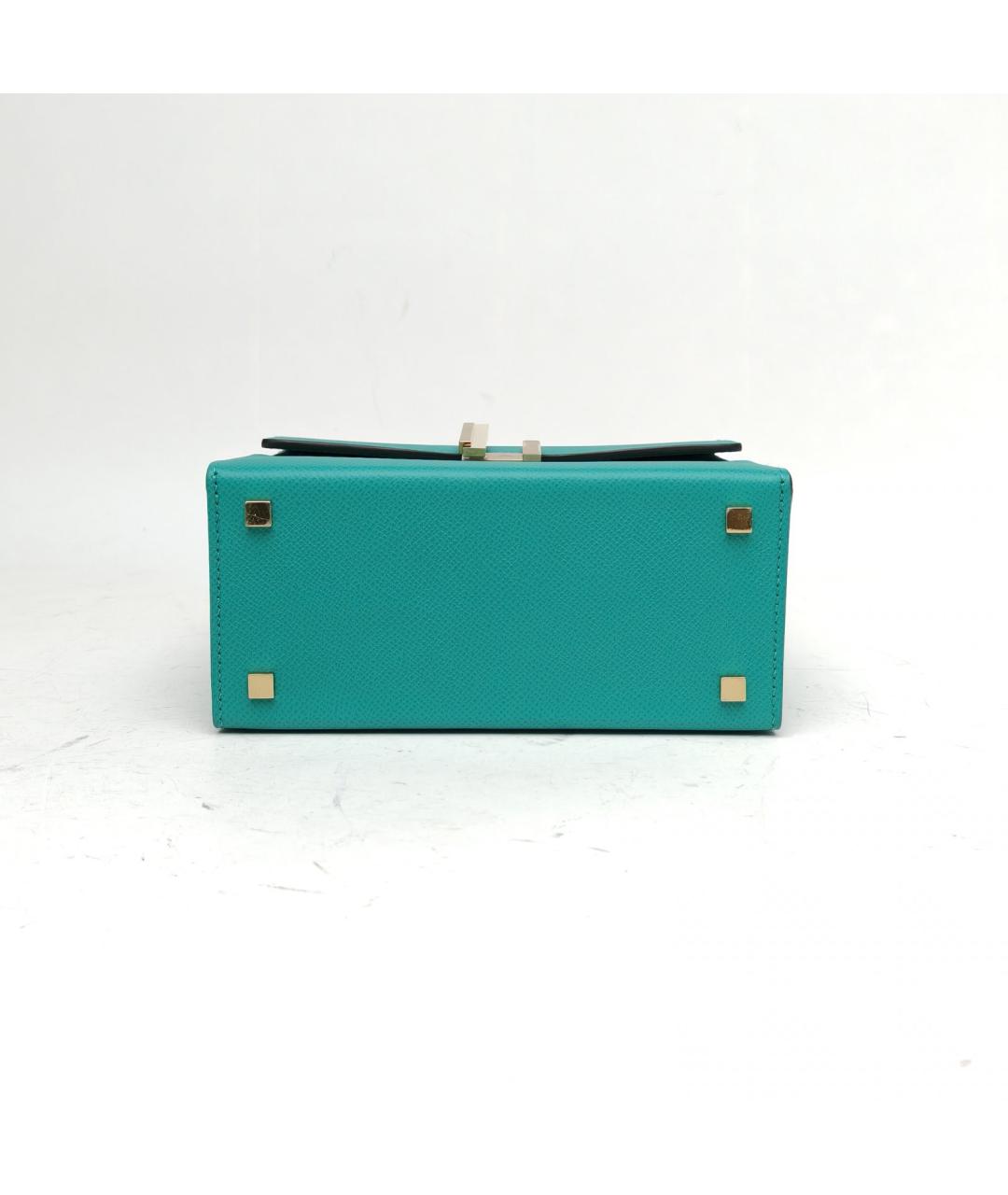 HERMES Зеленая кожаная сумка с короткими ручками, фото 6