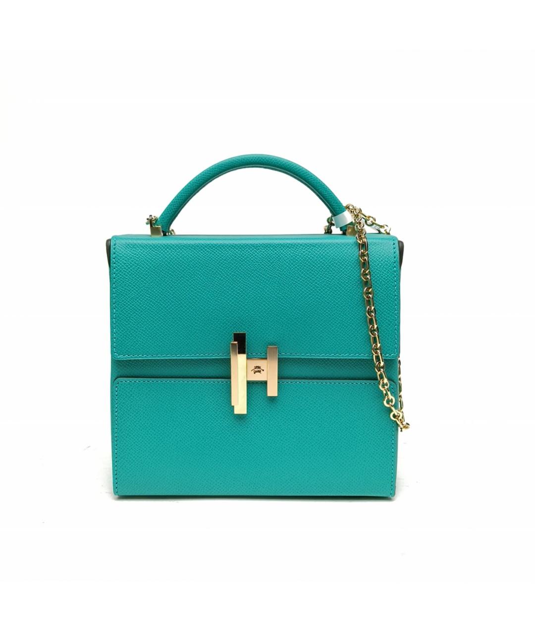 HERMES Зеленая кожаная сумка с короткими ручками, фото 2